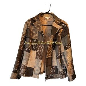 Dressbarn Patchwork Blazer in Brown and Cream
